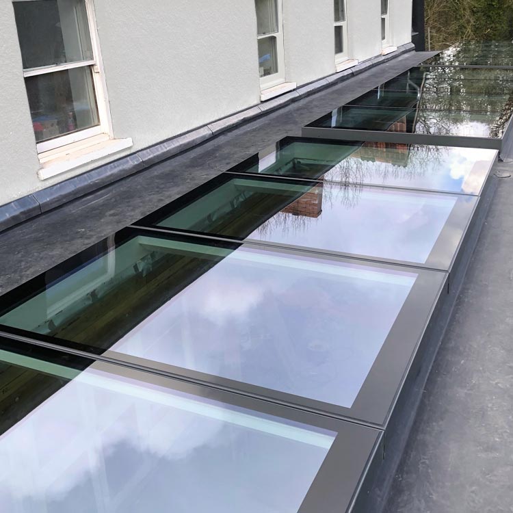 modular rooflight split into multiple units. Laminate glass included