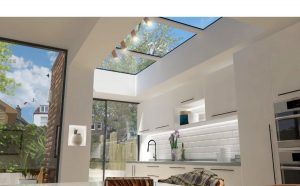 modular rooflight 3 panels white kitchen