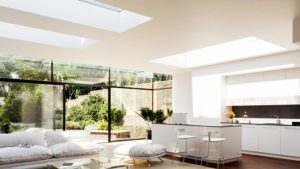 3 large rooflights in moders light kitchen