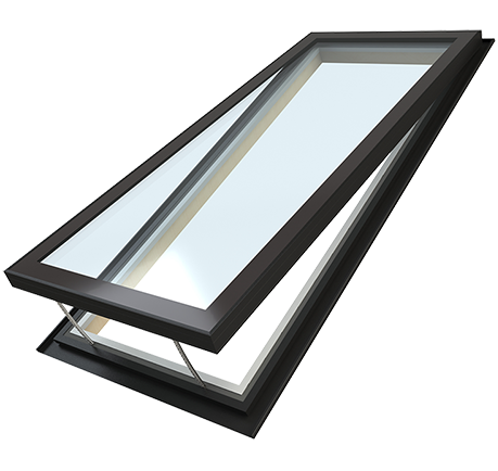 Electric pitched opening rooflights