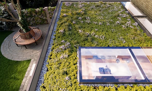 Interior Trend Biophilic Sedum Roof by EOS Rooflights