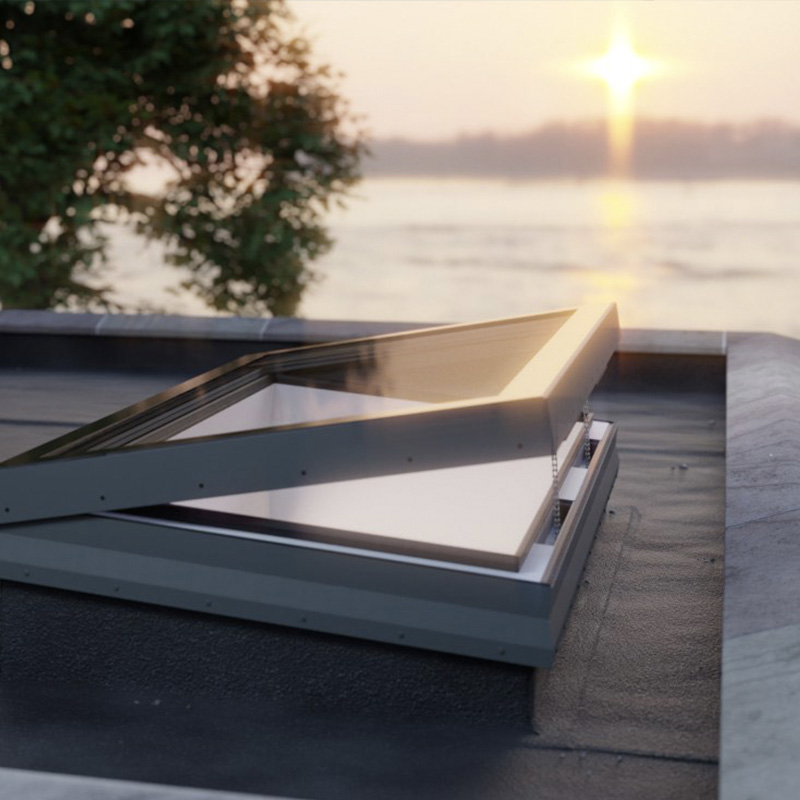 Standard size opening flex rooflights on flat roof