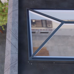 lantern rooflight flat roof | EOS Rooflights Anthracite gray roof light on flat roof extension