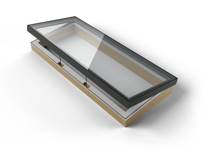 Bespoke rooflights with actuators build into our insulated upstand