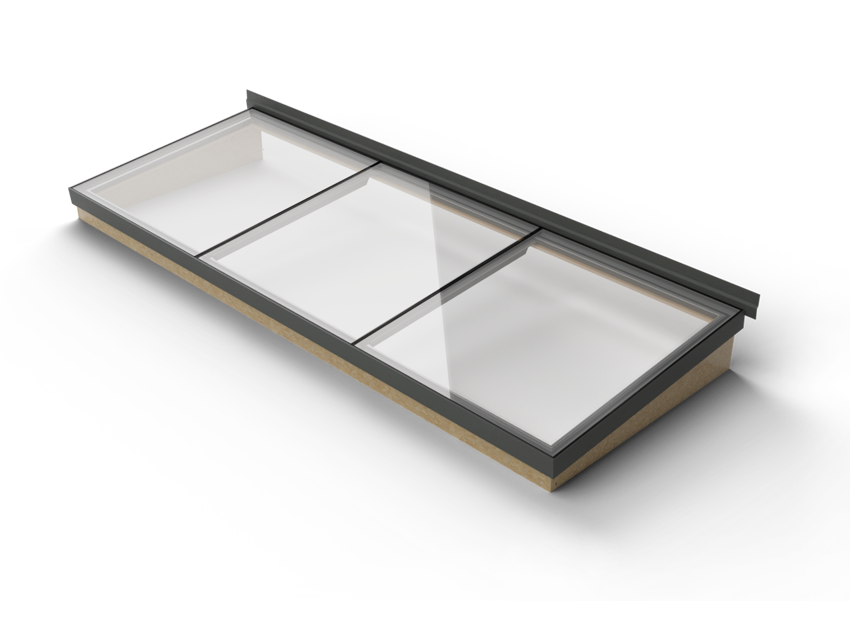 Bespoke modular rooflight split into 3 units | Includes insulated upstand
