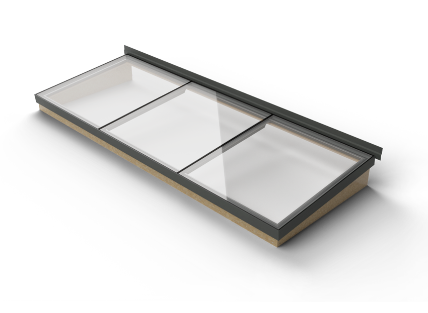 made to measure modular rooflight with upstand | EOS Rooflights Bespoke modular rooflight split into 3 units | Includes insulated upstand