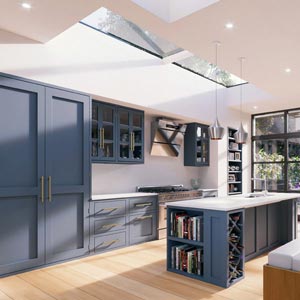 Shaker style kitchen with modular rooflight system