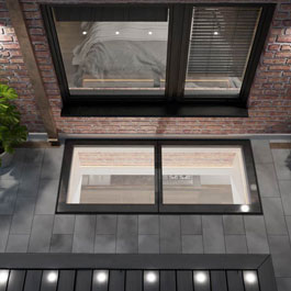 walk on rooflight modular abuting wall | EOS Rooflights modular walk on rooflight | wall abutment walk on rooflight | EOS rooflights