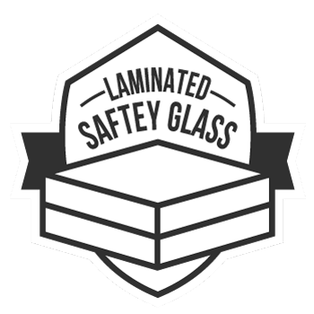 Laminated saftey glass is used on all our flat glass for extra protection and strength