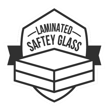 Laminated safety glass is used on all our flat glass for extra protection and strength