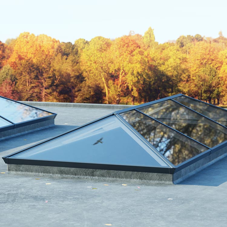 lantern rooflight on flat roof with upstand 