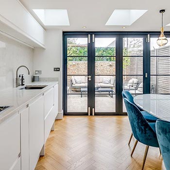 roof lights in flat roof extension open plan kitchen