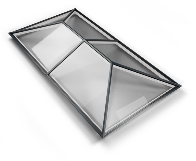 Lantern rooflight grey on the outside and white on the inside