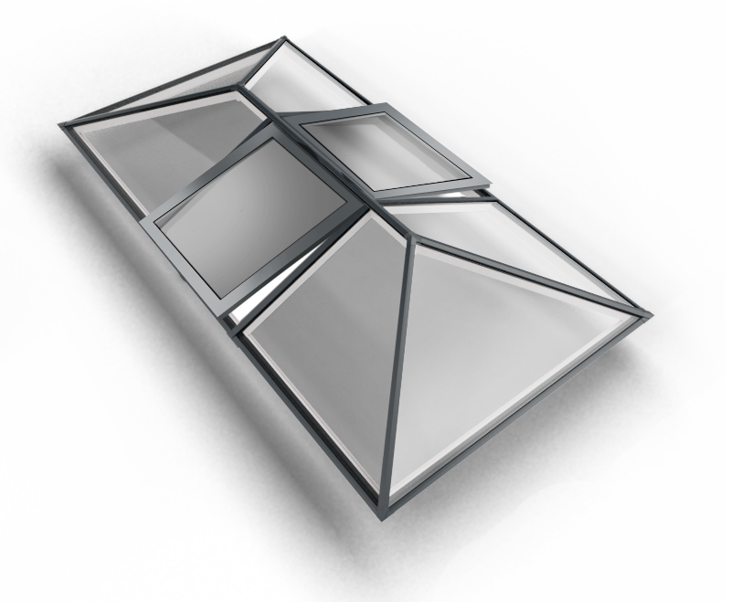 lantern rooflight with 2 opening vented rooflights