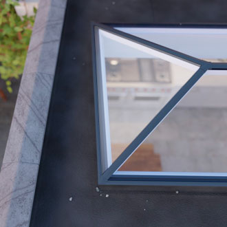 Anthracite lantern rooflight from the outside 