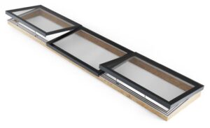 3 panel modular rooflight 2 opening and 1 fixed unit