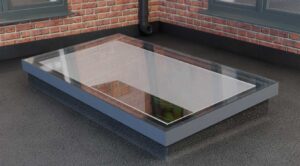 External view of EOS97 opening rooflight showing low profile upstand