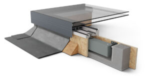 break down of opening rooflight with integrated upstand