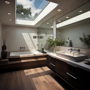 bathroom with fixed rooflights modern bathroom | EOS Rooflights