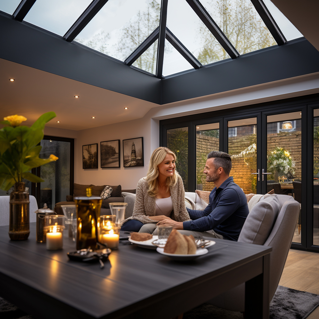 black aluminum lantern roof light | Cozy dinning and kitchen area