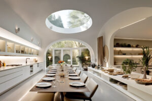 circular rooflight in kitchen with acrches and cerves | EOS Rooflights