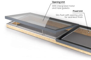 EOS97 modular rooflight with fix and opening units