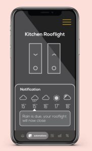 The app allows you to open and close your electric roof light remotely
