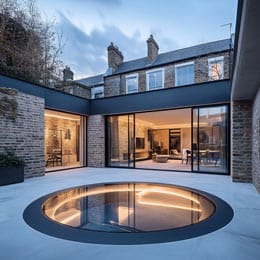 circular walk on rooflight large circular walk on rooflight in modern exstension